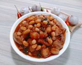 Hình bước làm 3 của món Thịt ba chỉ kho đậu phộng, tiêu xanh