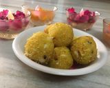 A picture of step 5 of Kesar coconut ladoo.