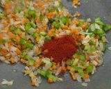 A picture of step 2 of Veg Garlic fried rice.