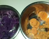 Foto langkah ke 1 dari resep Getuk Ubi Gulung (Ubi Ungu & Ubi Oranye Isi Kurma & Coklat Putih.
