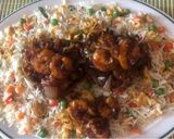 A picture of step 5 of Fried rice 🍚 with Kung pao prawns 🍤.