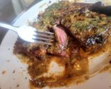A picture of step 6 of T-Bone Steak on Toast w/Creamed Drip Sauce & Red Pepper +Parsley.