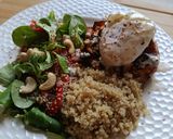 Foto del paso 6 de la receta: Idea de comida saludable:Ensalada de escalivada, con quinoa, boniato, setas y huevo poché