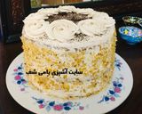 عکس مرحله 3 از دستور کیک شکلاتی با خامه نسکافه و فیلینگ موز و گردو