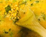 A picture of step 3 of Dal Masoor with capsicum.