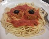 A picture of step 2 of AMIEs Halloween SPAGHETTI with Meatballs.