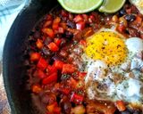 A picture of step 3 of Mexican Egg & Beans.