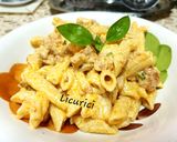 Pas rețetă Pasta cu cârnați și sos de brânză 4 fotografie