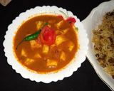 A picture of step 14 of Kala chana pulao with makhmali paneer.