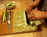 A picture of step 8 of California Rolls.