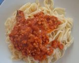 A picture of step 2 of Tagliatelle with Vegetarian Bolognese Sauce.