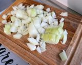 Une image de l'étape 6 de Macaronis aux oignons, ail, Boursin®️ et jambon cru.