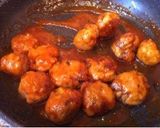 A picture of step 5 of Okara Meatballs with a Thick Ketchup Sauce.