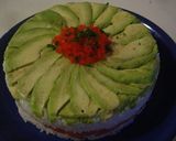 A picture of step 5 of Simple Salmon & Avocado Sushi Cake.