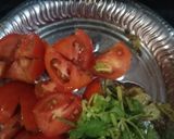 A picture of step 2 of Egg Biriyani, cauliflor chilli,potato fried with Badam Drink.