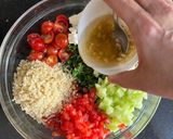 A picture of step 2 of Vegan Tabbouleh Salad with feta cheese.