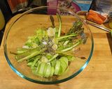A picture of step 3 of Leek Orzotto with Asparagus and rocket.