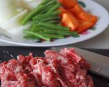 A picture of step 1 of Nikujaga Meat and Potato Stew.