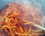 A picture of step 3 of sanda's simple sausage beans.