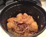 A picture of step 9 of Waterless Nikujaga (Simmered Meat and Potatoes) in a Staub Cocotte.