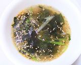 A picture of step 4 of Wakame Soup with the Soaking Liquid of Dried Maitake.