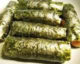 A picture of step 6 of Chicken Tender Pickled Plum Shiso Toasted Nori Seaweed Rolls.