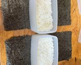 A picture of step 3 of Spam Musubi.
