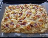 Foto del paso 10 de la receta: Masa Pizza sin gluten en Amasadora con pollo, piña, queso y mermelada