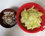 A picture of step 1 of Chikuwa and Cabbage Stir-Fried in Mayonnaise and Ponzu.