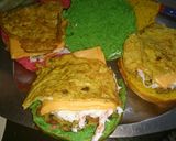 A picture of step 2 of Rainbow colour burger bun.