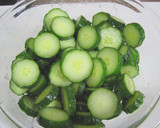 A picture of step 1 of Homemade Pickled Cucumbers - Just Like "Kyuuri no Kyuuchan".