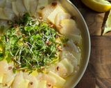 A picture of step 6 of Fall Scallop Crudo.