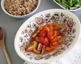 A picture of step 1 of Chicken Breasts Stuffed with Herbed Goat Cheese and Piccolo Farroto with Tomatoes and Romano Bean Salad.