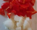 A picture of step 1 of My Style Halloumi Bake with Roast Lamb. 💜.