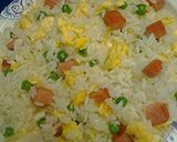A picture of step 6 of Choo Choo train fried rice, vegetarian version.