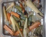 A picture of step 2 of Tenderloin Pork in Mustard Sauce and Roast Veg.