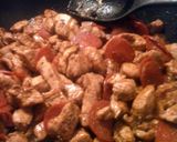 A picture of step 5 of Brad's chicken pepperoni cheesesteak.