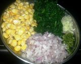 A picture of step 1 of Spinach and corn sandwich.
