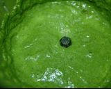 A picture of step 5 of Palak Paneer (cottage cheese cubes in spinach).