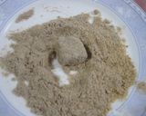 A picture of step 5 of Okara Mochi with Roasted Barley or Kinako Flour.