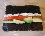 A picture of step 9 of California Rolls (with Tips on Cutting the Rolls).