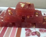 A picture of step 7 of Bombay karachi halva / Corn flour  halva with natural food colour.