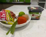Hình bước làm 1 của món Mì kim chi trứng gà