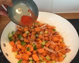 A picture of step 5 of Mexican Sweet Potato Hash with Bacon and Cucumber.