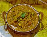 A picture of step 6 of Soya granules with potato and fresh green peas.
