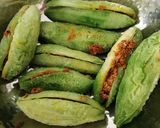 A picture of step 8 of Besan stuffed karela(bitter gourds).