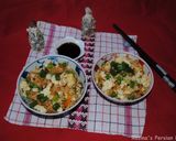 A picture of step 13 of Rice with salmon fish and vegetables.