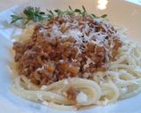 A picture of step 8 of Easy Meat Sauce Pasta.