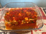 Lasaña de verduras con atún y huevo