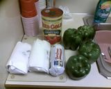 A picture of step 1 of Stuffed Green Mangoes.